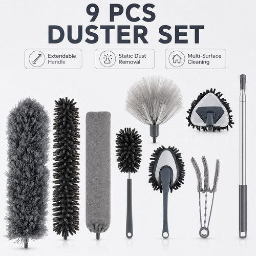 Feather duster set - feather, extendable